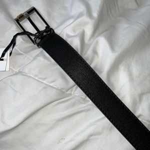Versace Collection, men's belt, leather, black metallic with gold Versace Emblem